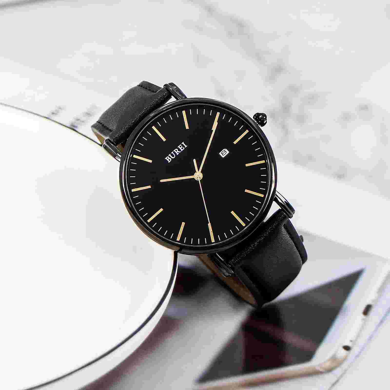 BUREI Men's Fashion Minimalist Wrist Watch Waterproof Watches Simple Ultra Th...