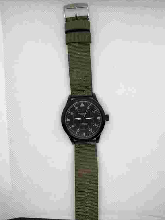 American Aviator Mens Black Green Fabric Band Analog Watch - Needs New Battery