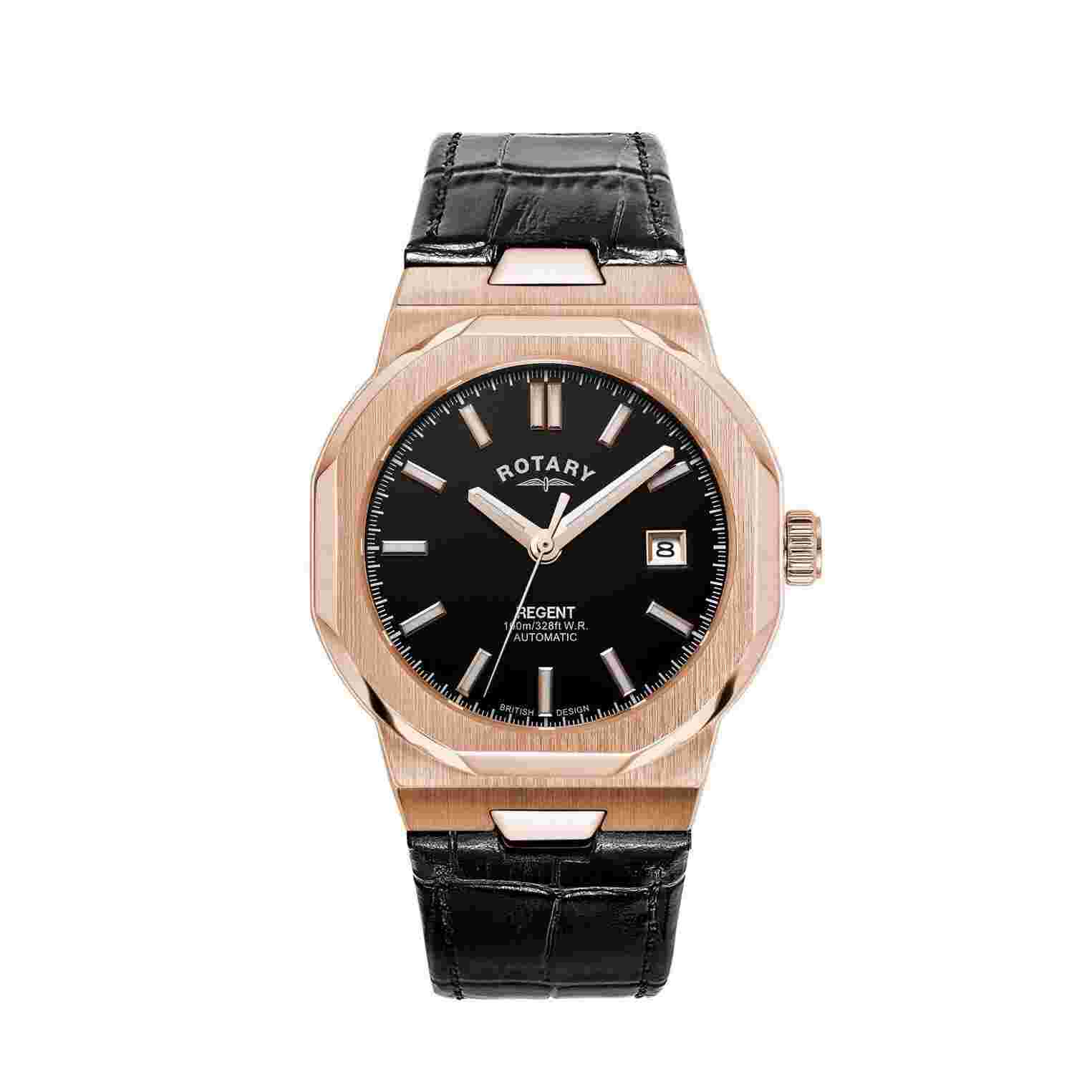 Rotary Regent Automatic Black Rose-Gold Dial Men's Watch GS05414/04