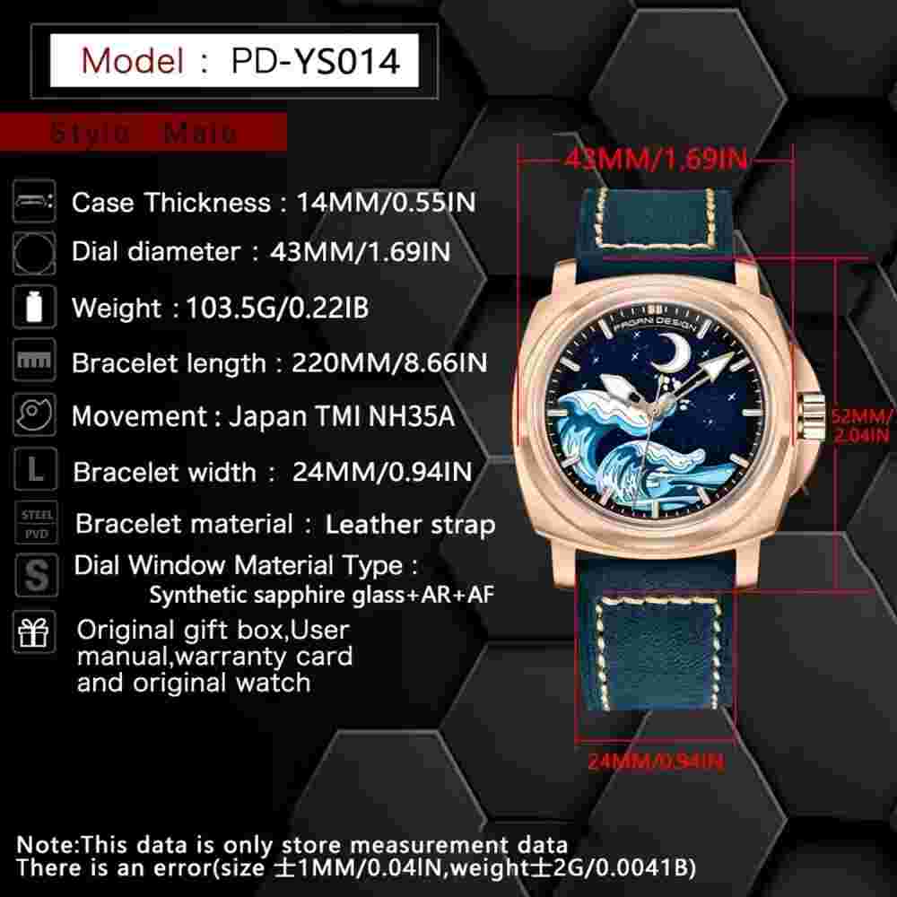 PAGANI DESIGN Automatic Luxury Mens Watch Starry Dial Waterproof Watches Mens