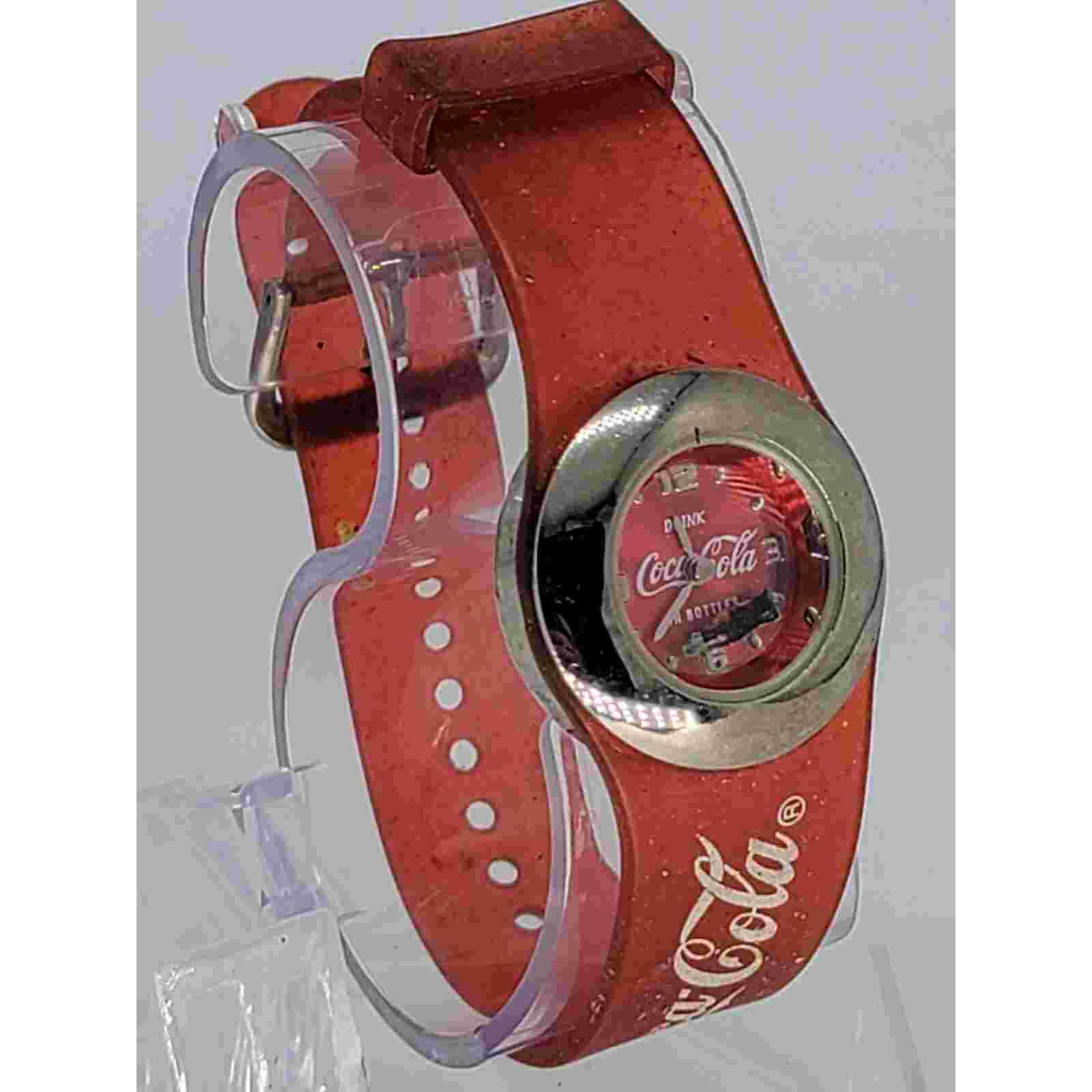 Vintage Coca Cola Red Face Logo Watch With Red Band And Logo