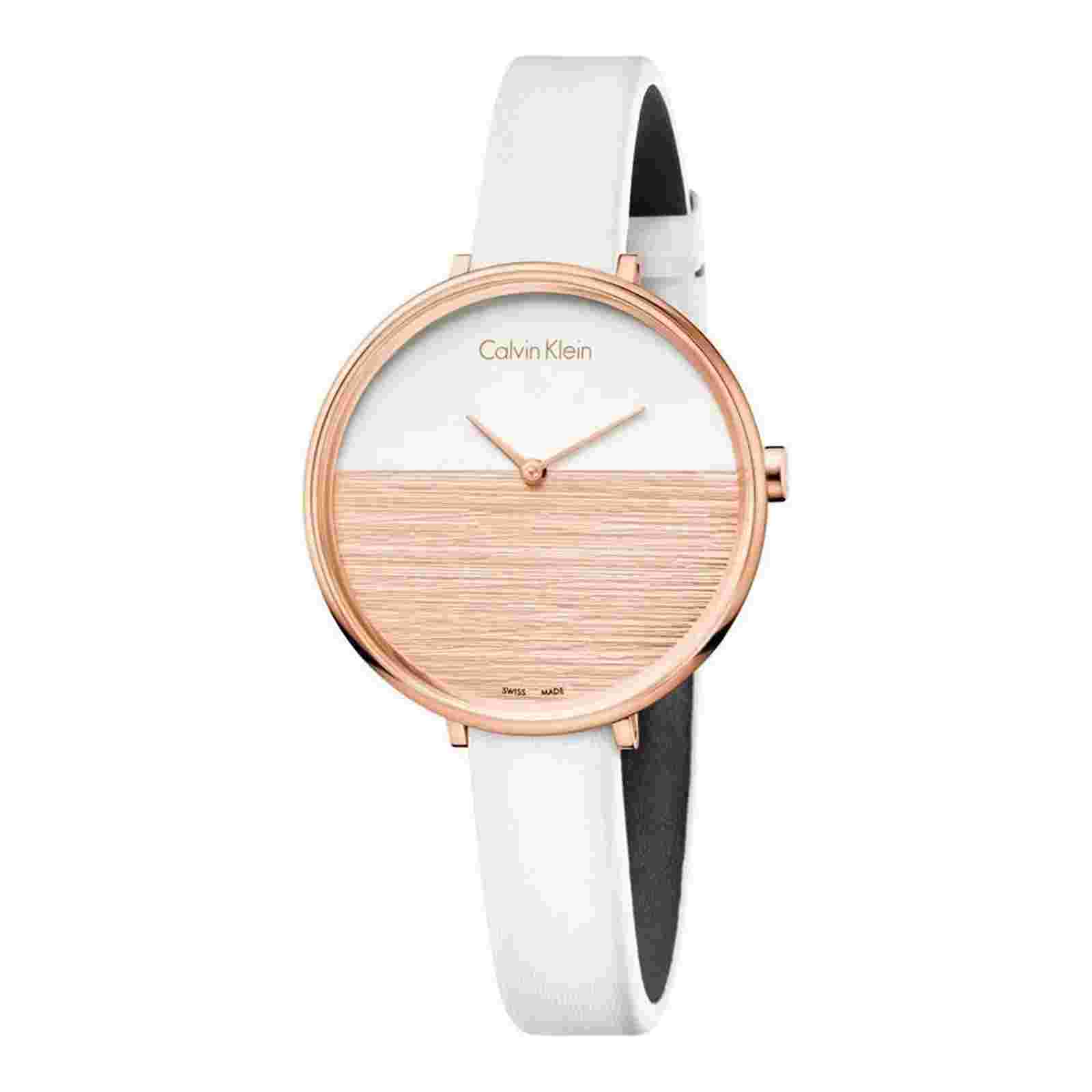 Womens Wristwatch CK CALVIN KLEIN RISE K7A236LH Leather White SWISS MADE