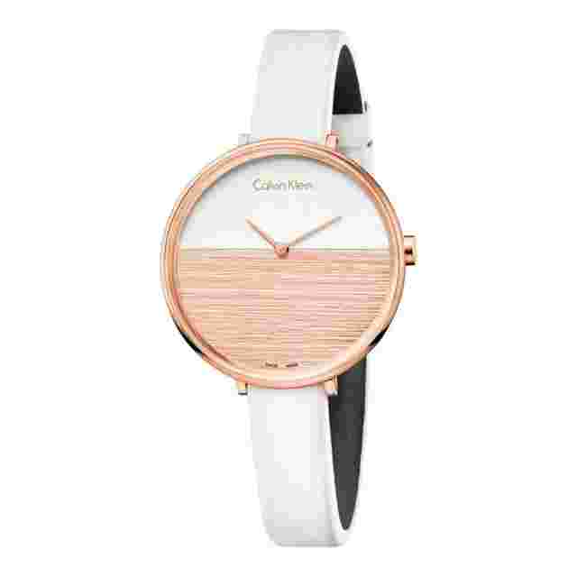 Womens Wristwatch CK CALVIN KLEIN RISE K7A236LH Leather White SWISS MADE