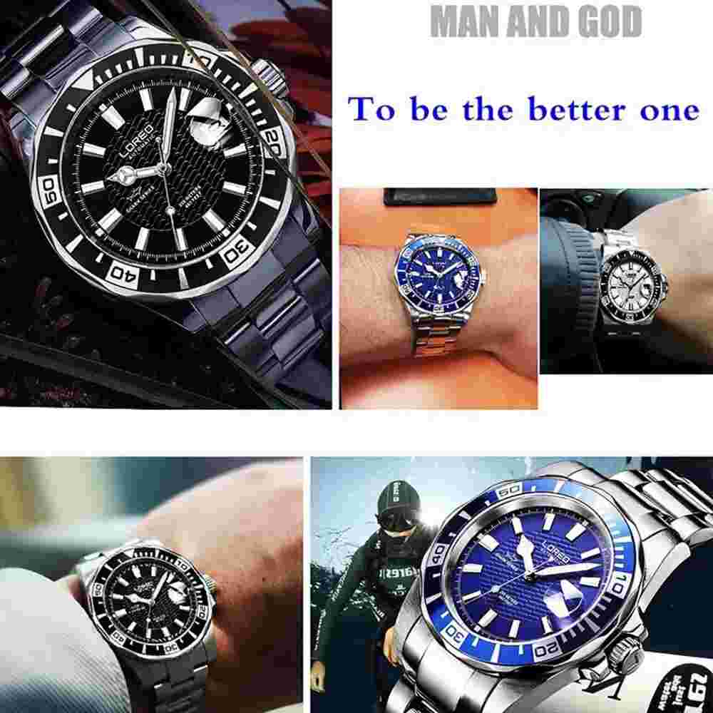Men's Mechanical Automatic Watches Sapphire Glass Rotating Bezel 200M Waterproof