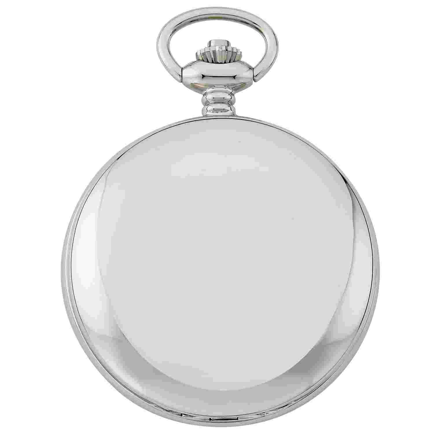 Gotham Men's Silver-Tone Railroad Dial Double Hunter 17J Mechanical Pocket Watch