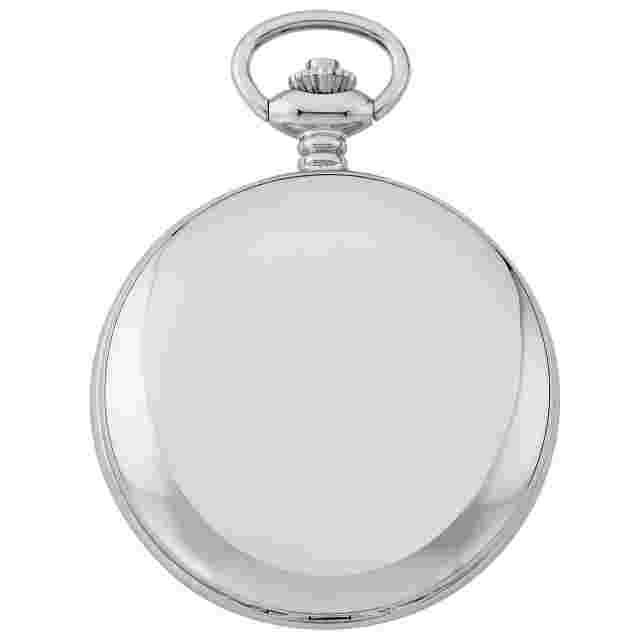 Gotham Men's Silver-Tone Railroad Dial Double Hunter 17J Mechanical Pocket Watch