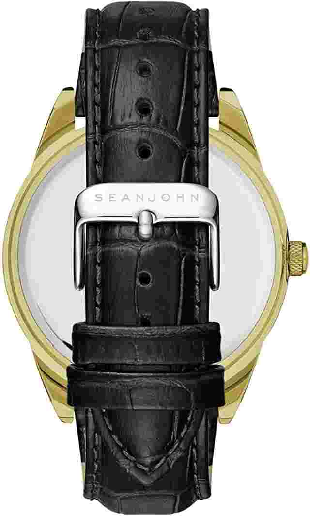 *BRAND NEW* Sean John Men's Bond Gold Tone Case Black Leather Watch SJC0171004
