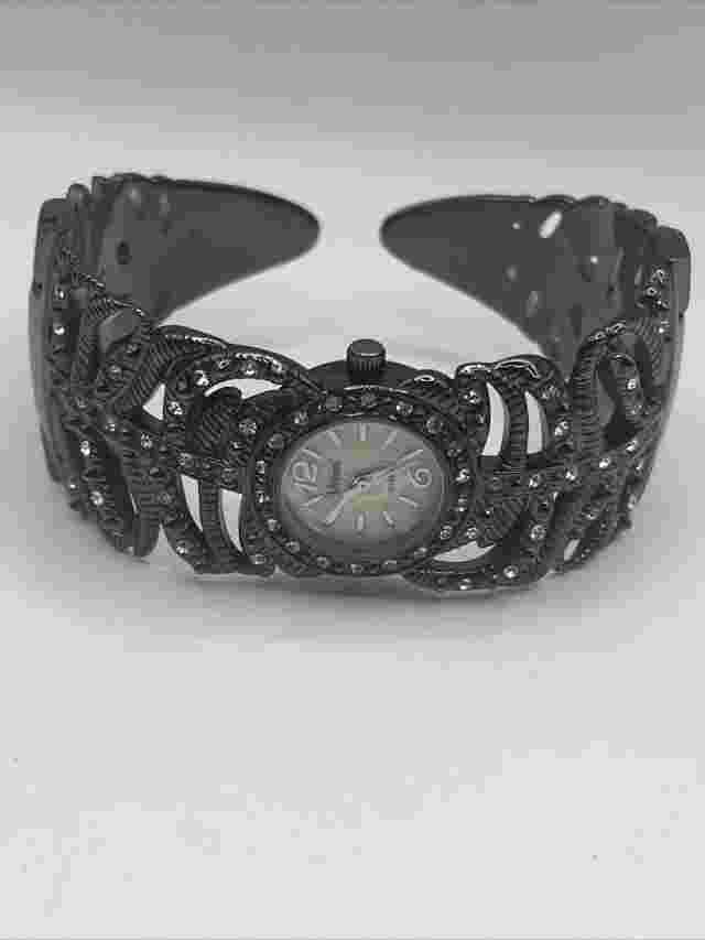 Vivani MOP Dial Silver Tone Hinge Bangle Bracelet Band Watch- New Battery