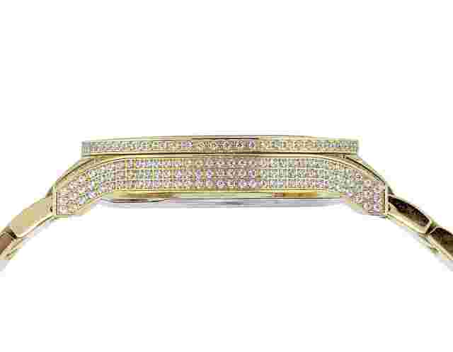 Mens Yellow Gold Plated Steel Jewelry Unlimited 45MM Cubic Zirconia Watch