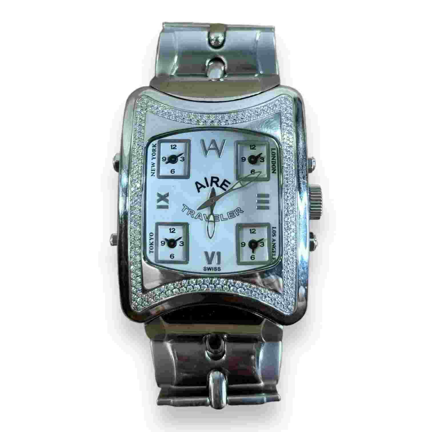 Chris Aire Stainless Steel Traveler 5 Time Zone Swiss Made Men's Watch Used