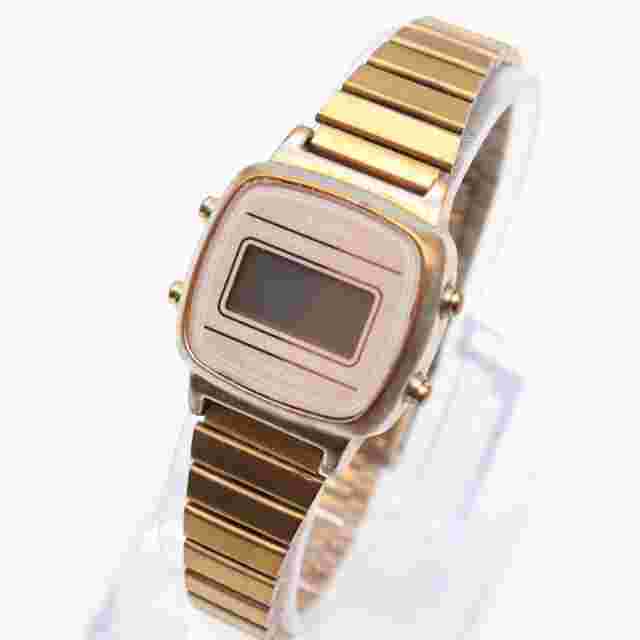 H&M Digital Chrono Watch Womens Bronze Tone Steel Alarm Classic Retro Look