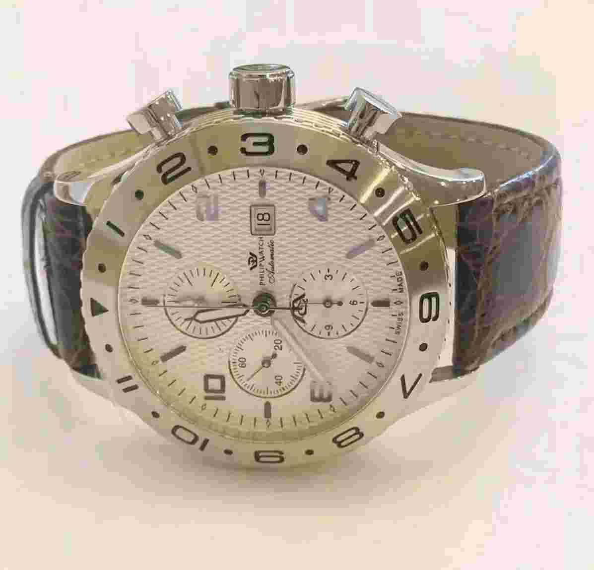 Philip Men's Automatic Brown Crocodile Leather Watch 8241981145