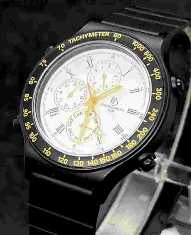 Vintage New PAUL BREGUETTE  Chronograph Men's 38mm Quartz Watch Black White Dial