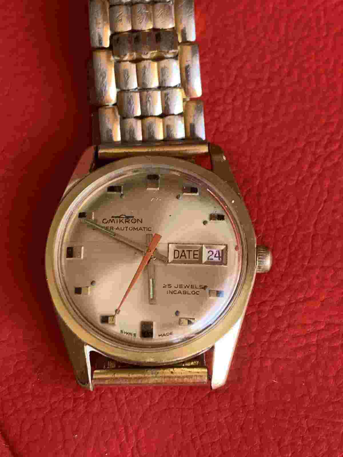 Omikron Superautomatic 25 jewels incabloc day date swiss made rare!