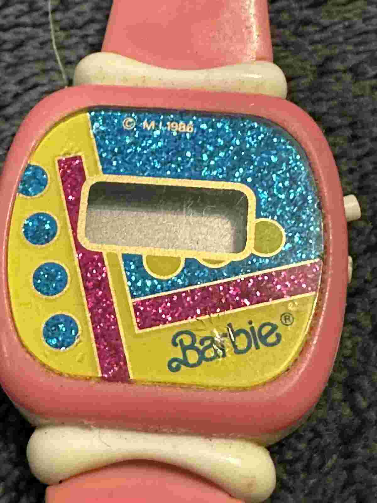 Vintage Barbie Plastic Band Digital Watch Pink 1980s Retro Logo!!!!!!!!