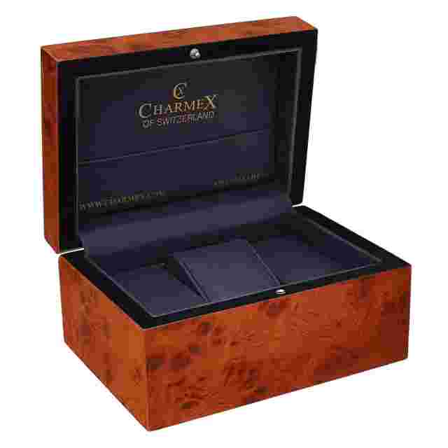 Charmex CX-3036 Men's Amalfi Swiss Stainless Steel Watch With Black Dial