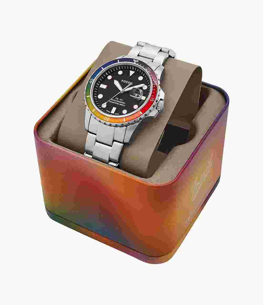 Authentic Fossil Limited Edition Pride Fb-01 Silver Black LE1108 Men's Watch