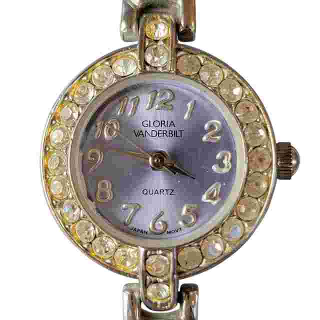 Gloria Vanderbilt Ladies Quartz Watch Purple Dial Rhinestone Bezel Formal