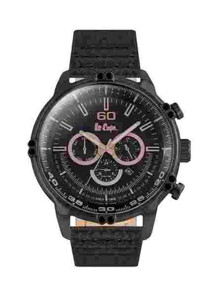 Leecooper Watch LC06506.651 Men's XL Wristwatch Black Multifunction Leather Band