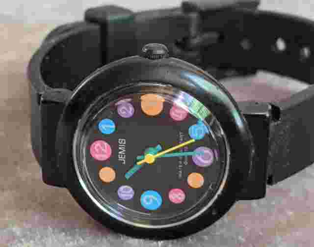 Jemis VP17-6A00 Black Plastic Quartz Watch W/ Colored Numbers