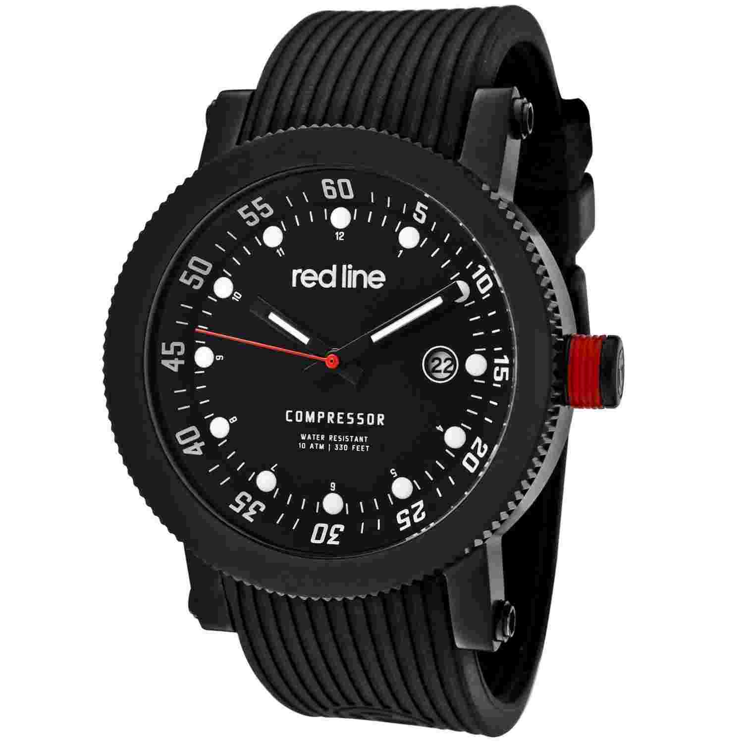 Red Line Men's Rl-18000-01-bb Compressor Stainless Steel Watch Silicone Band