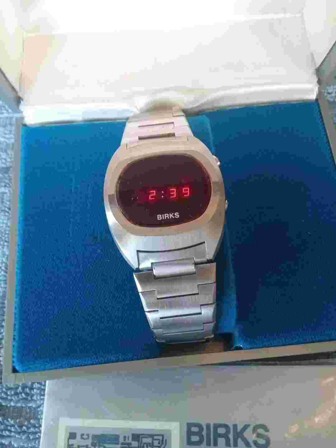 BIRKS SOLID STATE QUARTZ PUSH-BUTTON LED COMPUTER WATCH RARE BOX MANUAL