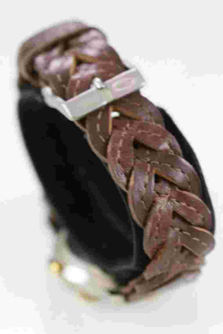 Sierra Club Men Watch Silver Gold Stainless Brown Leather Day Date Green Quartz