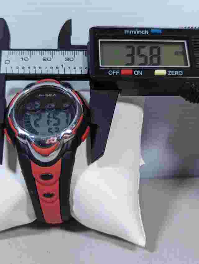 Pasnew Digital Day Date Timer Light Up Red Black Silicone Band Watch WR 3 ATM