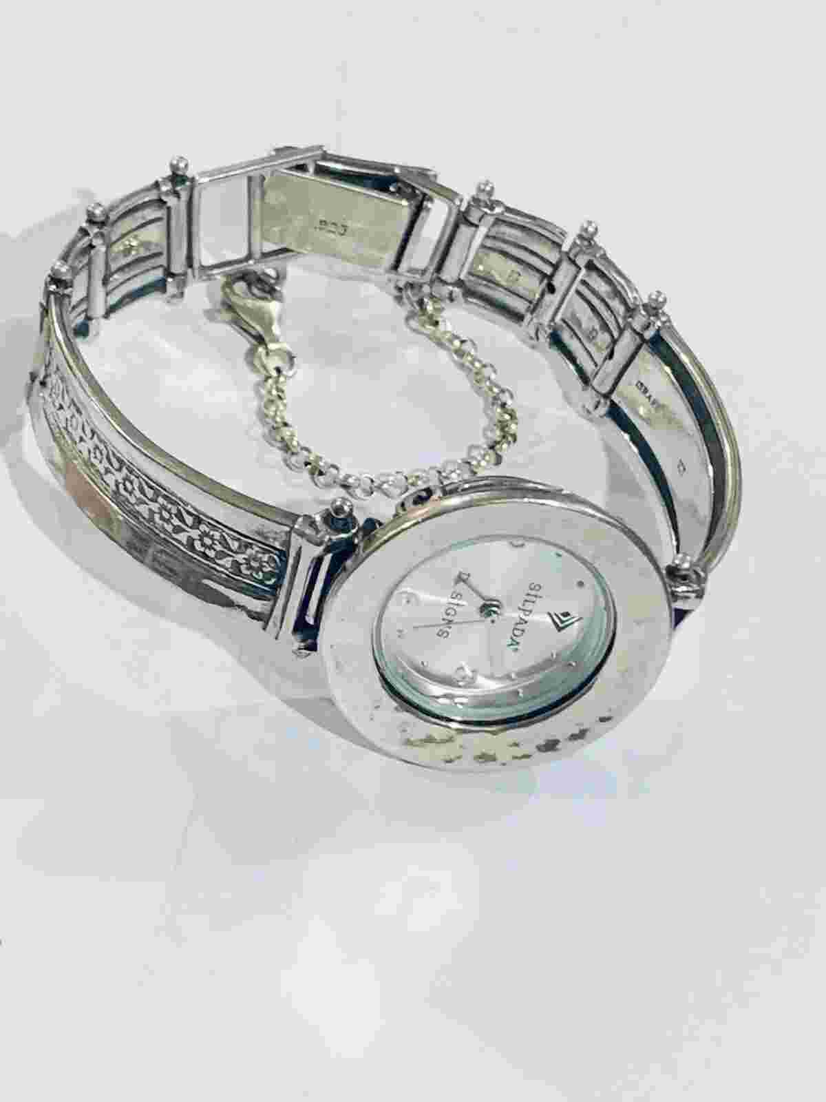 Beautiful Vintage Silpada Sterling Silver Womans Watch Hand Hammered Beze7- 7.5”