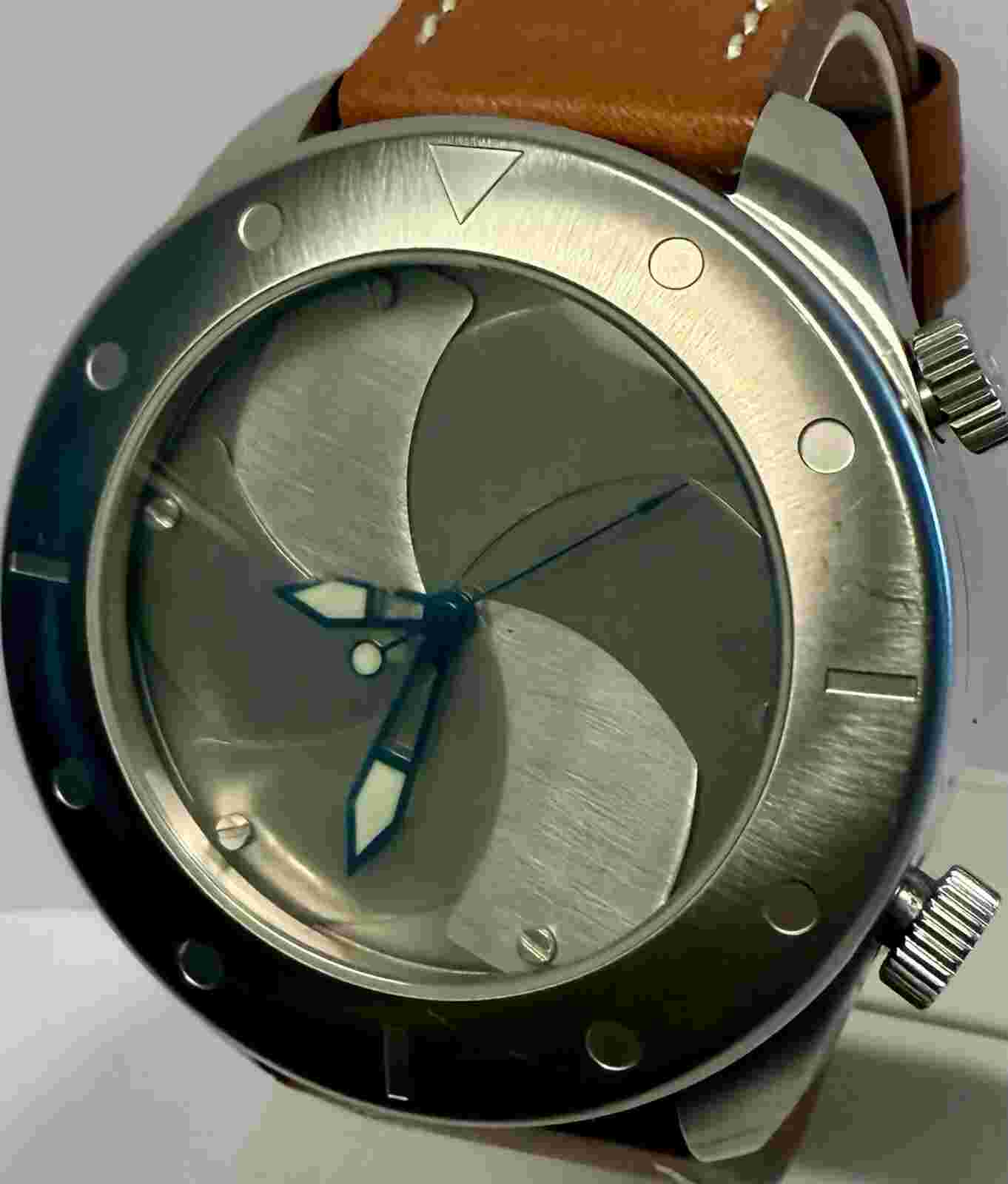 50mm Auto SHUTTER Skeleton Seagull TY2809 Silvertone Blades ANDROID Mens Watch