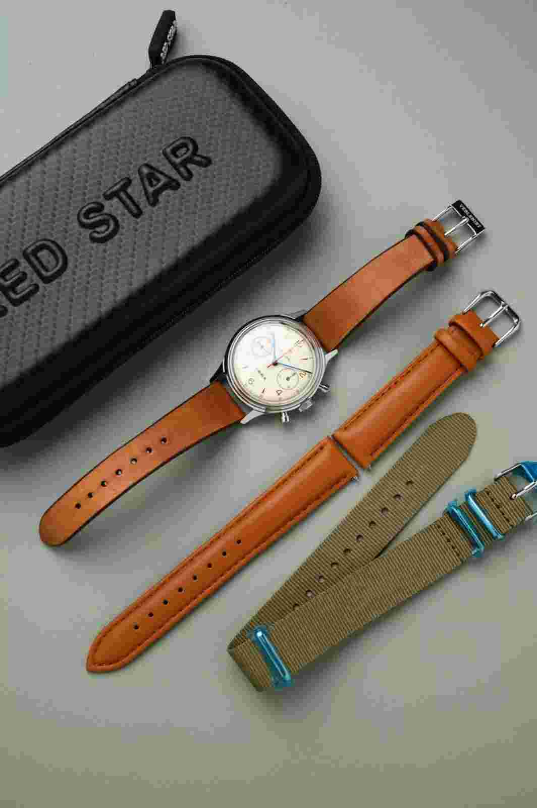 Seagull 1963, 38mm, Swan Neck, Acrylic Crystal, American Made Veblenist Strap