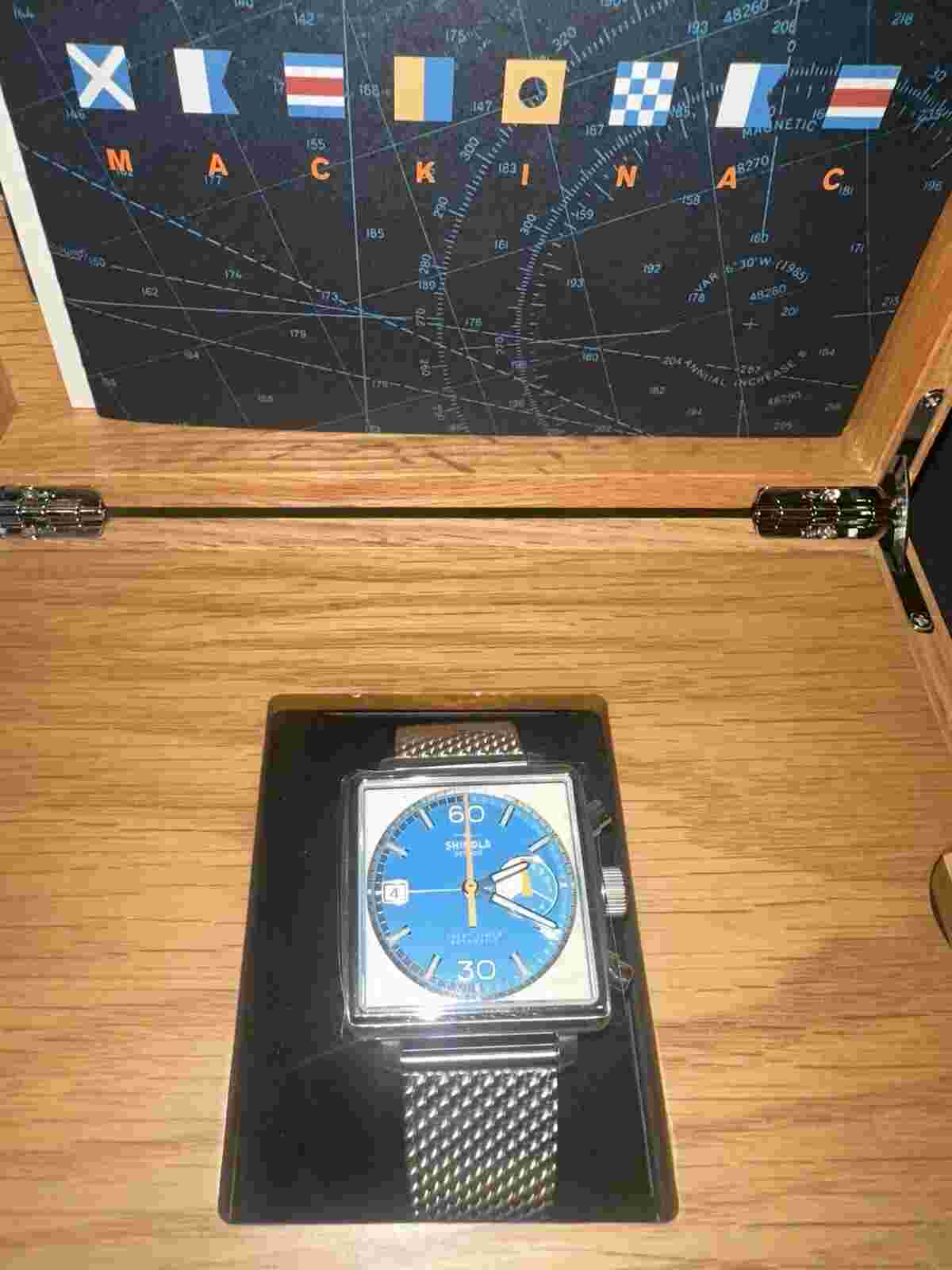 Shinola The Mackinac Yacht Timer Square 40MM Watch Limited Edition S0120267029