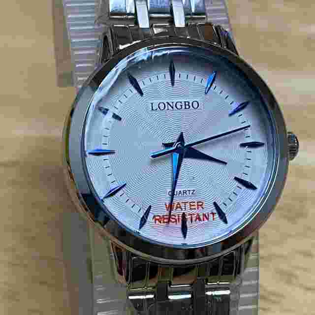 Unused Longbo Lady Silver Textured Dial Steel Analog Quartz Watch~New Battery