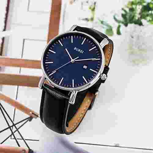 BUREI Men's Fashion Minimalist Wrist Watch Waterproof Watches Simple Ultra Th...