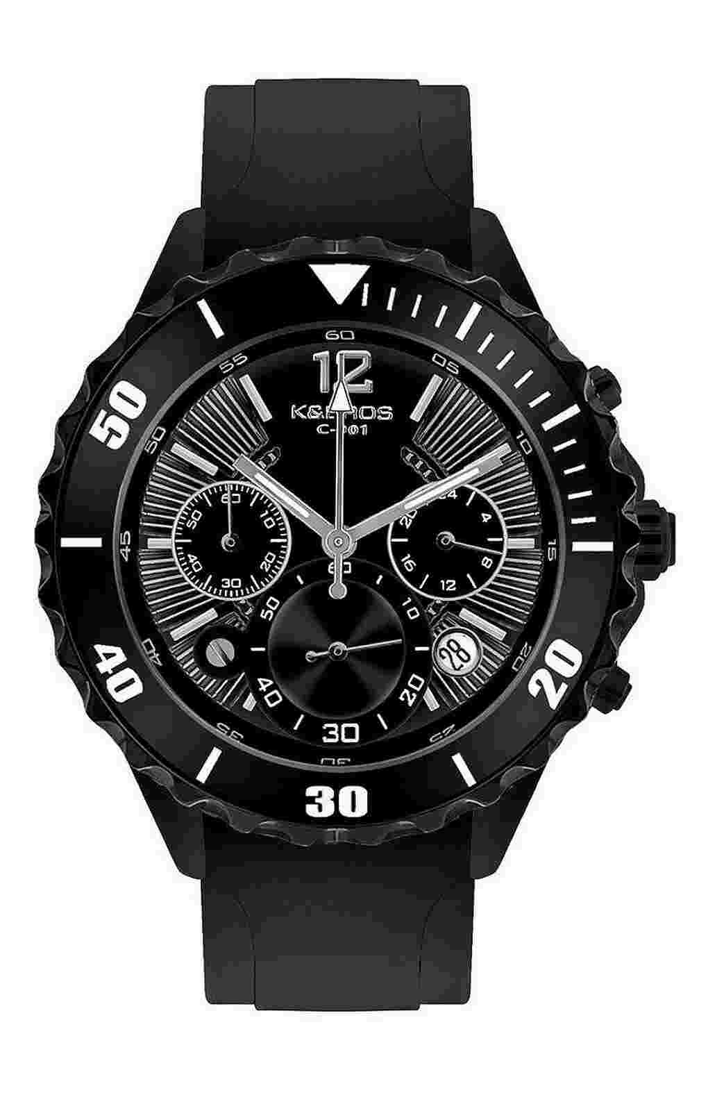 NEW K&BROS 9174-1 Mens Analog Watch Silicone Ceramic Chrono Tachymeter WR C-901