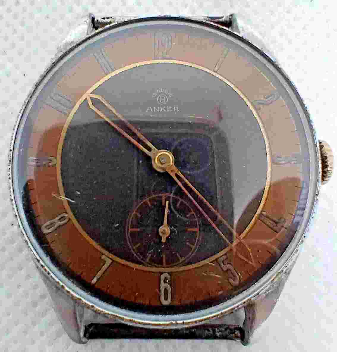 Vintage Men's Bullseye Watch Bifora /Bidlingmaier/ Anker 15 Rubis Germany 40's.