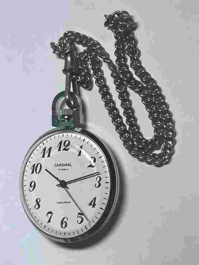 Cardinal Raketa 19 Jewel Shockproof Mechanical Pocket Watch With Chain USSR Made