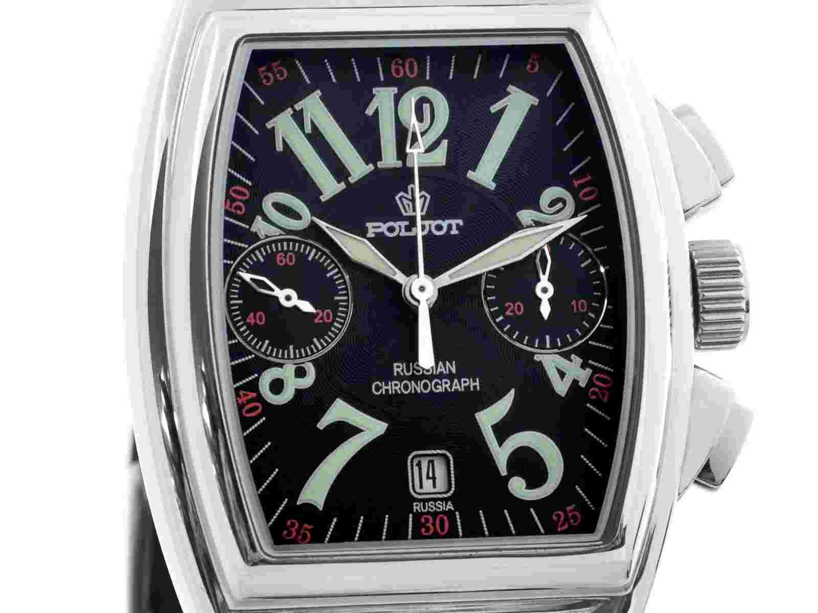 RUSSIAN WATCH POLJOT CHRONOGRAPH 3133/1551001 TONNEAU BLACK DE