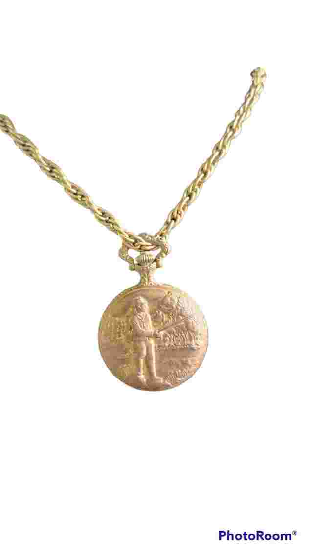 Deauville Vintage Pocket Watch Necklace With Fisherman