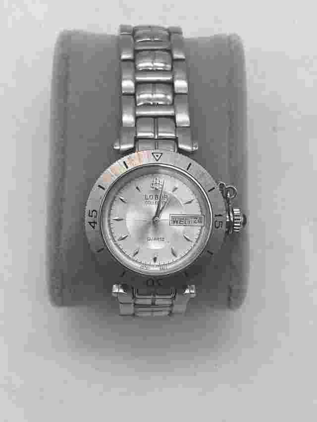 Lobor Collection Silver Tone Day Date Quartz Ladies watch New Battery