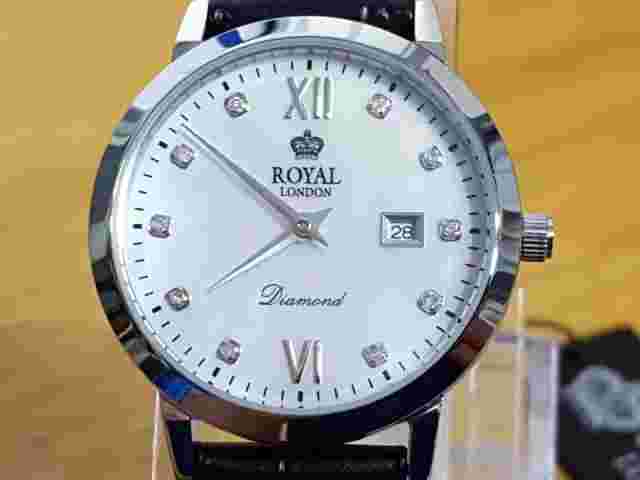 Mens Ladies Royal London 11110.1 Diamond Black Leather Watch New In Box