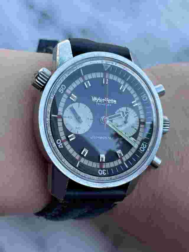 Wyler Vetta Jumbostar Vintage Chronograph Manual Valjoux 23 Mens 40.5mm Swiss