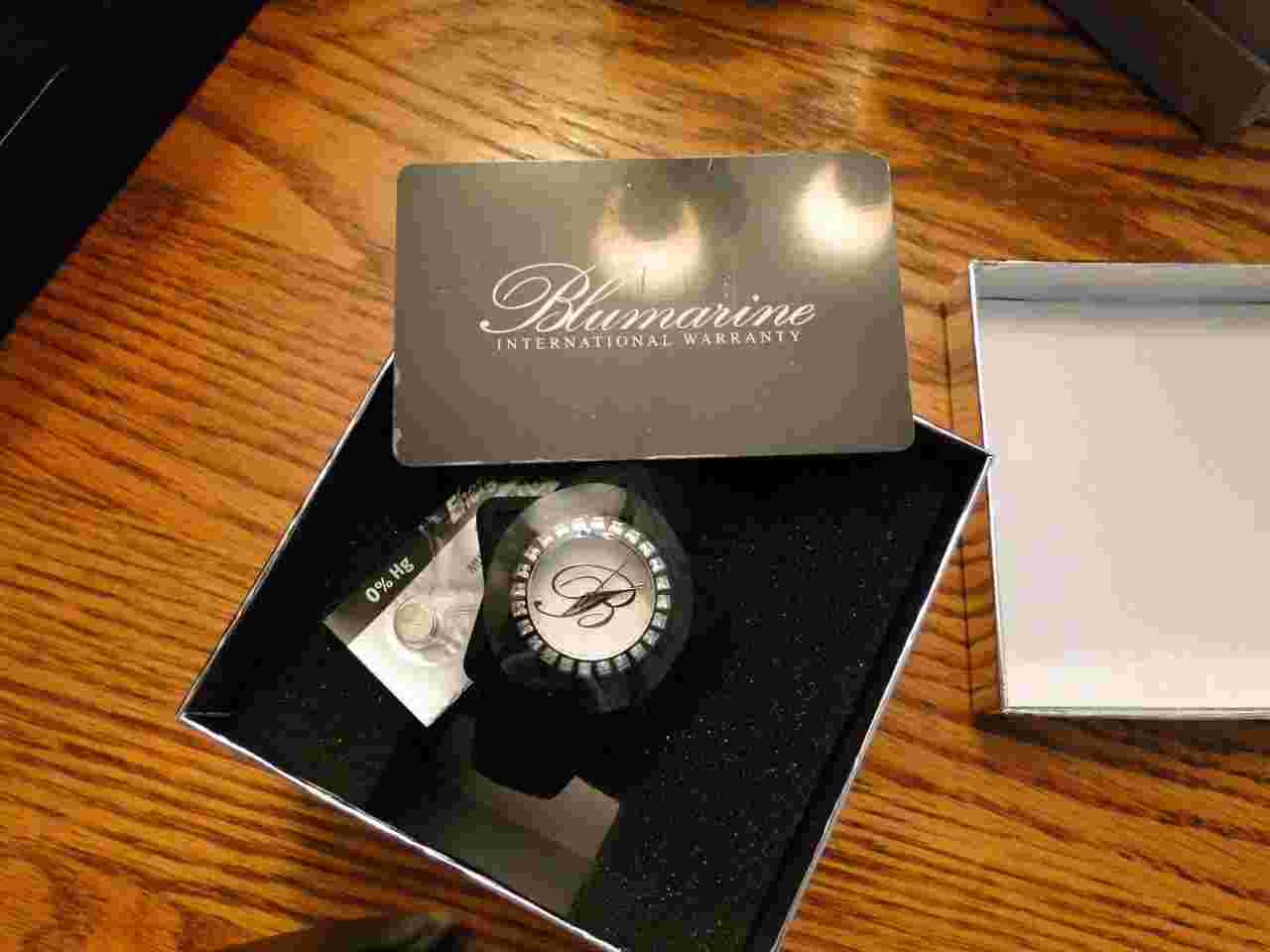 NIB BLUMARINE LADIES BLACK WATCH W/ GENUINE CRYSTALS!  STUNNING WATCH!!
