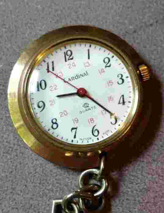 Vintage Cardinal Pendant Quartz Watch Red Second Hand New Battery
