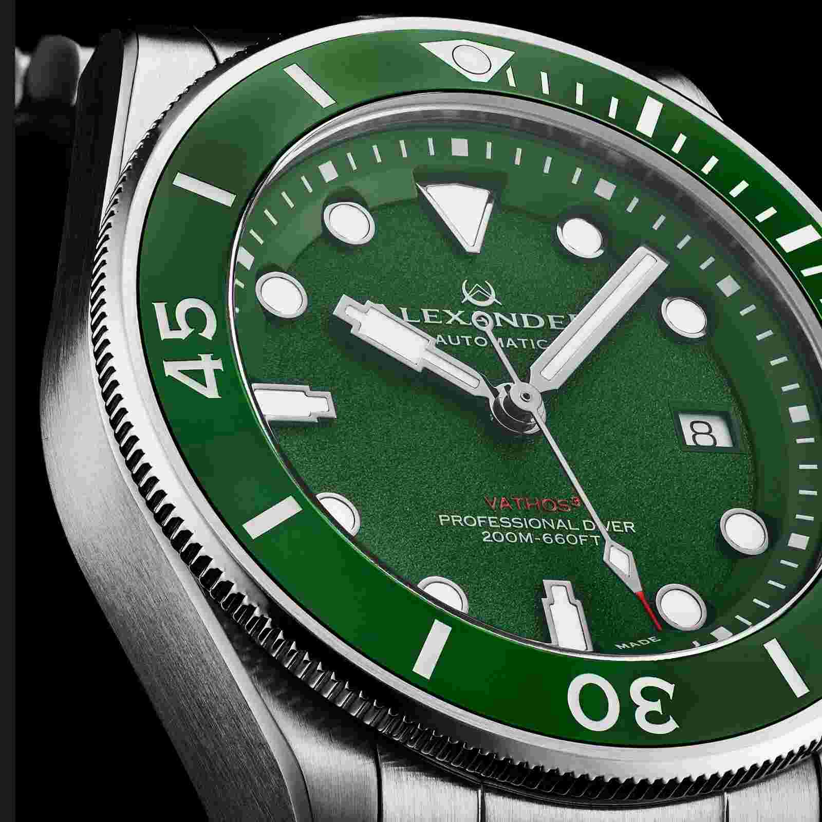 Alexander Vathos 3 Men's Stainless Steel Automatic Professional Divers Watch