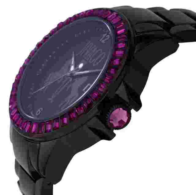 Jivago “Folie” Collection Date Women’s Watch With Purple Genuine Crystals. New