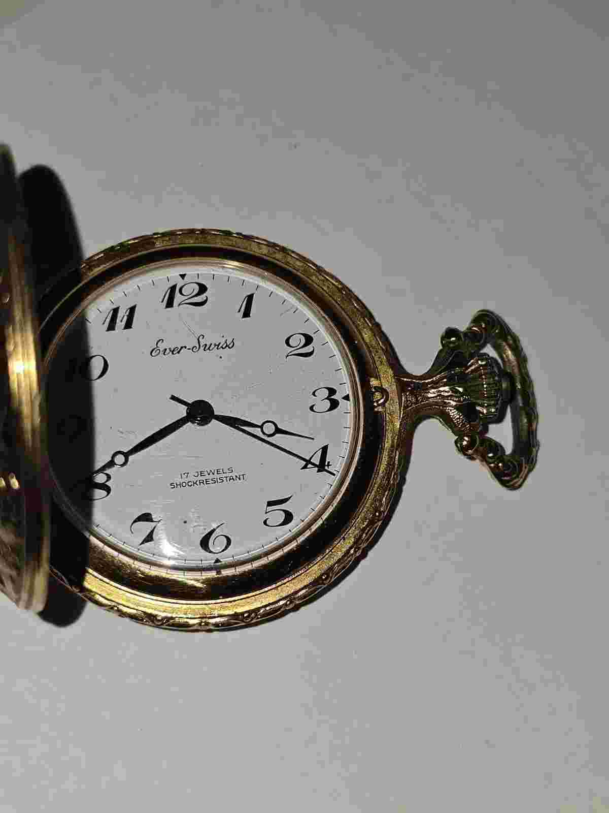 Ever Swiss Pocket Watch (17 Jewel) Hunting Scene. Nice/ Working