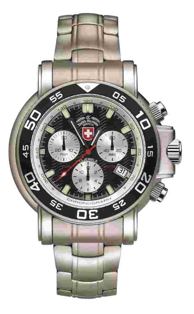 CX SWISS MILITARY NAVY DIVER 500 WATCH SWISS RONDA CHRONO MOVEMENT BLACK