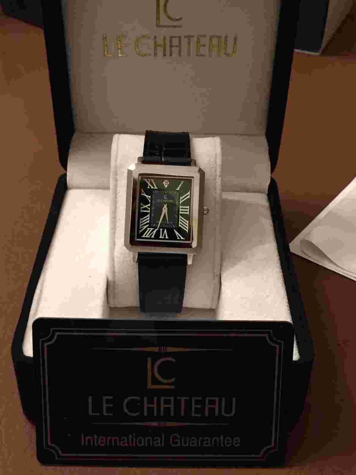 Le Chateau Men's 1808LCM_LEA_BLKandGRMOP Diamond Accented Watch
