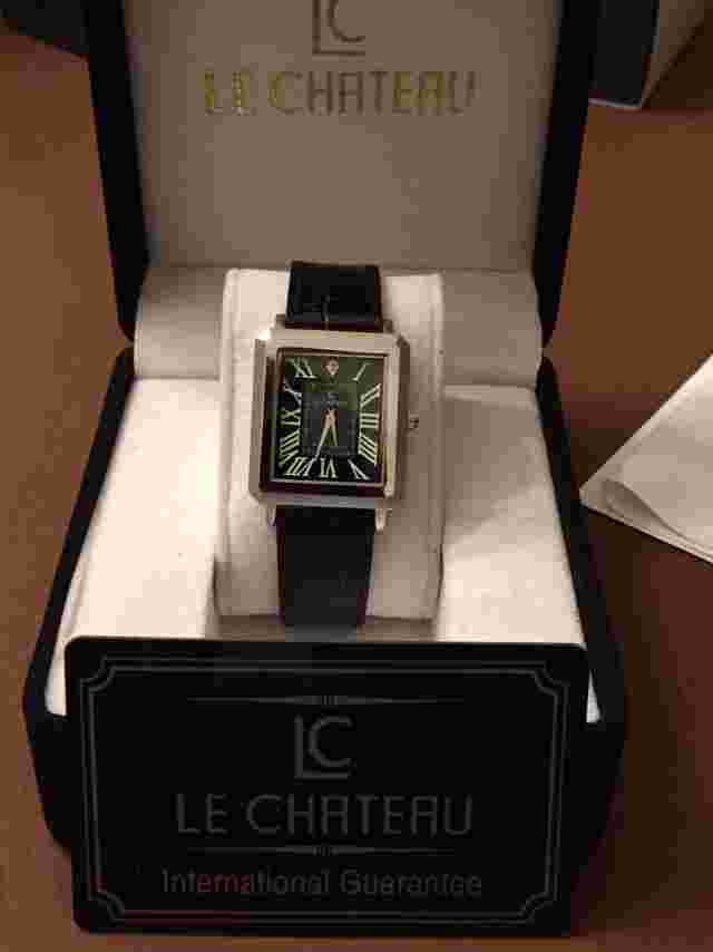 Le Chateau Men's 1808LCM_LEA_BLKandGRMOP Diamond Accented Watch